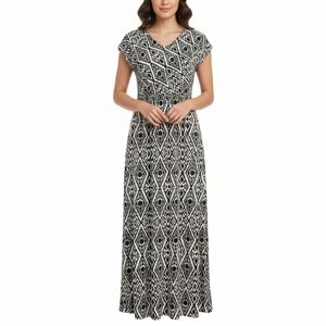 Mikarose Melinda Maxi Dress Black White Aztec Print Boho Geometric Casual Flowy